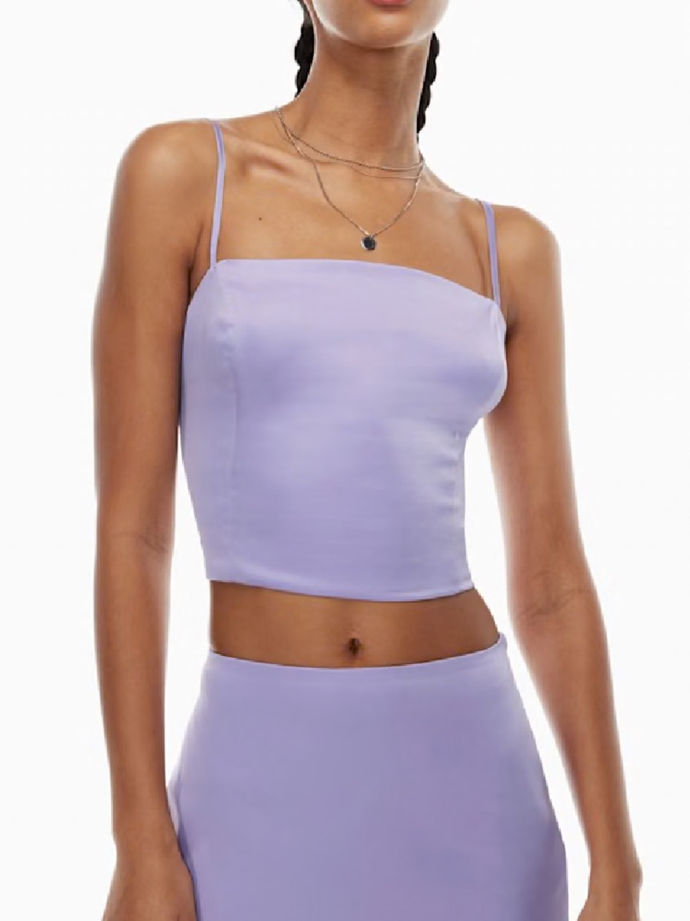 Sunday Best Aritzia Shimmer Satin Camisole Lavandin Crop Top Women’s Small